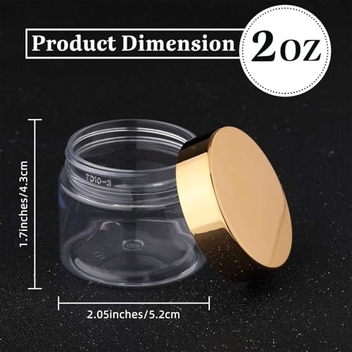 Patelai 4 Pieces Round Wide-mouth Leak Proof Plastic Container Jars with Lids for Travel Storage Makeup Beauty Products Face Creams Oils Salves Ointments DIY Making(2 Ounce,Gold) - color: Gold, size: 2 Ounce
