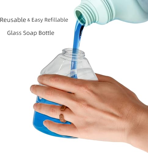 Glass Soap Dispenser for Kitchen and Bathroom Counter, 375ml/12.7 Oz Unique 3D White Smog Thick Glass Hand Soap Bottle with Smooth Action Rust-Free ABS Pump, Kitchen Dish Soap Dispenser (White) - color: White-01