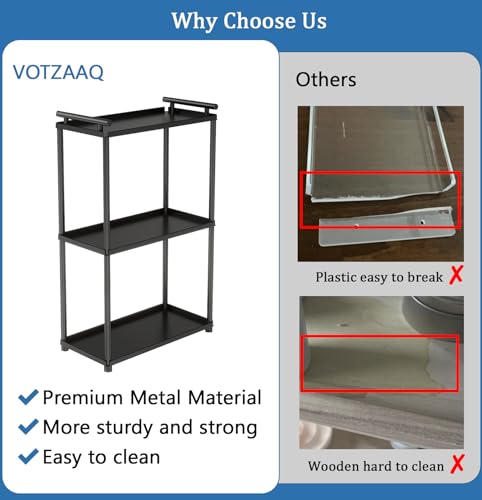 VOTZAAQ 3 Tier Bathroom Organizer Countertop, Stainless Steel Perfume Tray and Vanity Countertop Shelf, Makeup Skin Care Bathroom Organizers and Storage for Dresser, Kitchen (Matte Black) - style: 3Tier