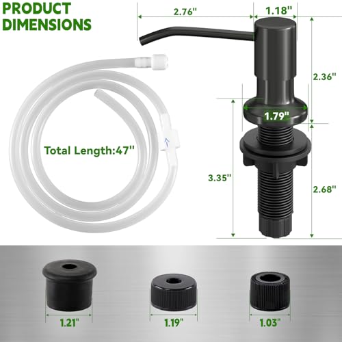 Kitchen Sink Soap Dispenser, Built in SoapDispenser, 47" Extension Tube kit, Counter Lotion Dispenser Pump, No Need More Refills (Black) - color: Black