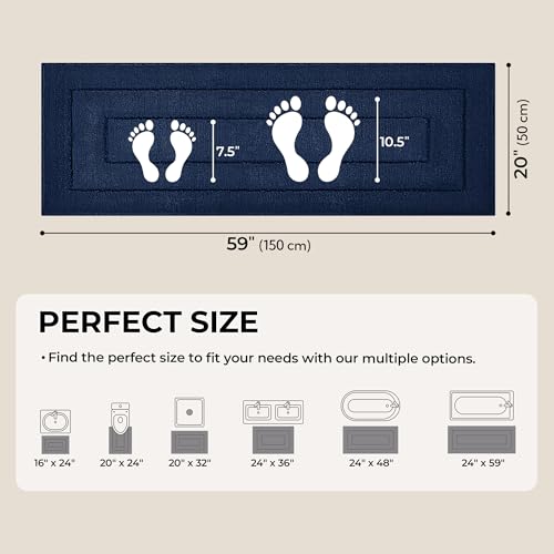 GRANNY SAYS Navy Bathroom Rugs, Bath Mats for Bathroom Non-Slip, Super Soft and Water Absorbent, Extra Large Bath Rugs Washable, Microfiber Bath Rugs for Floor, Tub and Shower, 59" x 20" - color: Deep Blue, size: 1'8" x 5' (20" x 60")