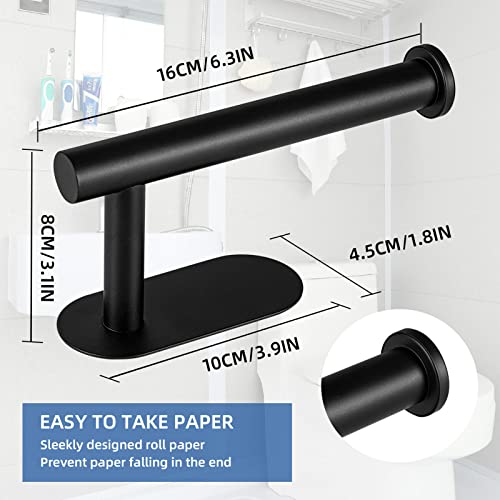 YUET Toilet Roll Holder Self Adhesive Black Paper Holders Tissue Stand Hanger Bathroom SUS-304 Stainless Steel,No Drilling Required, Strong Adhesiveness and Waterproof - color: Black