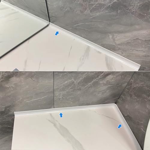 Water Barrier for Sink,Shower Threshold Water Dam Barrier,Waterproof Barrier Bathroom,Collapsible Silicone Strip Trim Splash Guard (White-2M) - size: White 2m