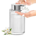 KASUNTING Foaming Soap Dispenser, 11 Fl Oz Clear Glass Foam Hand Soap Dispenser for Bathroom & Kitchen, Refillable Foaming Bottle with Sliver Pump, Modern Ribbed Dish Soap Foam Dispenser - color: Clear Bottle+ Sliver Pump, size: Foam-1 Pack