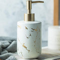 Gold Soap Dispenser, Dish Soap Dispenser for Kitchen Liquid Soap Pump Dispenser for Shower, Ceramics Refillable Hand Soap Lotion Dispenser, Shampoo Lotions Bottle for Bathroom, 10.5 OZ (White). - color: White