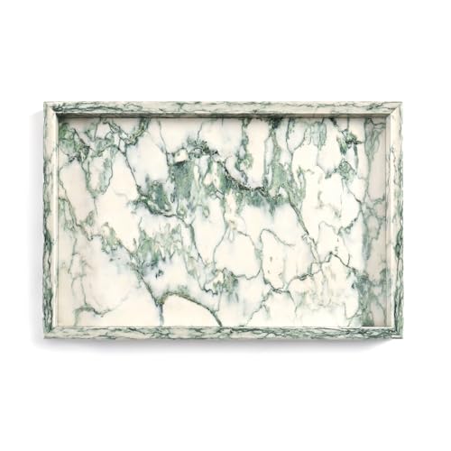 Yew & Tulip Natural Marble Vanity Tray, Nature Marble with Green Textures Serving Tray for Bathroom, Kitchen, Vanity, Home Decor, Wedding etc. (12" x 8" x 1.2") - color: Green Texture