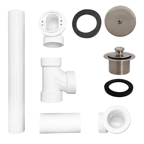 Westbrass Pull & Drain Sch. 40 PVC Bath Waste with One-Hole Top Elbow, Satin Nickel, D49721-07 - color: Satin Nickel, size: 1 Pack