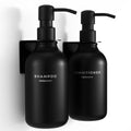 Shampoo and Conditioner Dispenser Wall Mounted Set of 2 Black - No Drill Shower Soap Dispenser for Bathroom Refillable - Spa Hotel Style Accessories by MaisoNovo - color: Black Set of 2