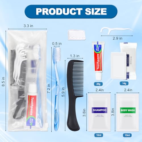 25 Sets Personal Hygiene Kit Basic Toiletry Kits Homeless Supplies Bulk for Travel,Charity,Business Include 25 Toothbrush,25 Toothpaste,25 Comb,25 Bath Soap, 25 Shampoo,25 Body Wash, 125 Floss Picks - size: Pack of 25