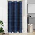 Small Stall Boho Farmhouse Shower Curtain with Tassel, Linen Bohemian French Country Chic Bathroom Shower Curtain Set, Modern Striped Textured Shower Curtain 36x72 - Navy Blue - color: Navy, size: 36"W x 72"L (Pack of 1)