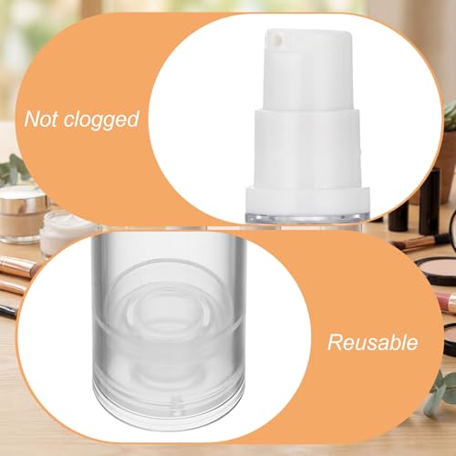 Zhehao 60 Pcs 5 ml Airless Pump Bottle Refillable Plastic Airless Vacuum Dispenser Travel Size Clear Cosmetic Sample Vial Container Jars for Lotion Cream Foundation Liquid Toiletries - size: 5 ml