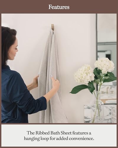 Cozy Earth Ribbed Bath Sheet Set - 60% Cotton 40% Viscose from Bamboo Bath Sheets - Soft & Absorbent Textured Ribbed Pattern - 2 Pack Charcoal - color: Charcoal, size: Bath Sheet