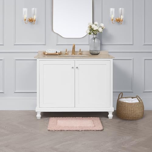Laura Ashley Ruffle Border 100% Cotton Bath Rug, Blush Pink, 17"x 24" - color: Blush, size: 1'5" x 2' (Rectangular)