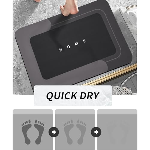 Housego 2PCS Absorbent Bath Mat Magic Rug Sets, Quick Drying Bath Mat Non-Slip Floor Rug Rubber Backed for Bathroom Kitchen Shower Sink, Water Absorbent (19.7''x23.6''+19.7''x31.9'', Black) - color: Black, size: 2 PCS (19.7" x 23.6", 19.7" x 31.9")