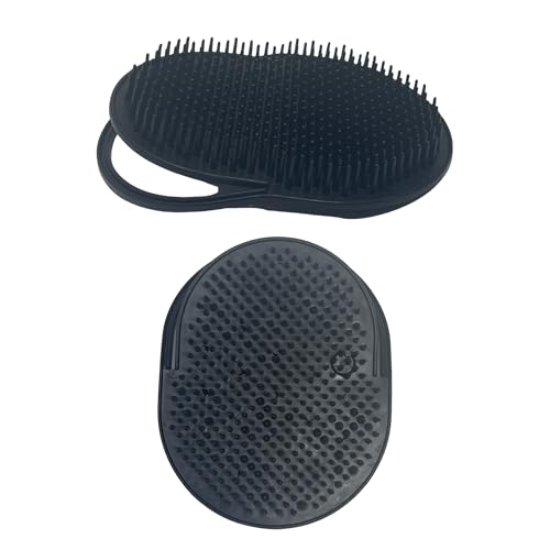 Gents Palm Pocket Shampoo Brush Scalp Massager for Men & Women with Round Bristles, Ergonomic Grip, Made in USA, Black Peine para Cabello