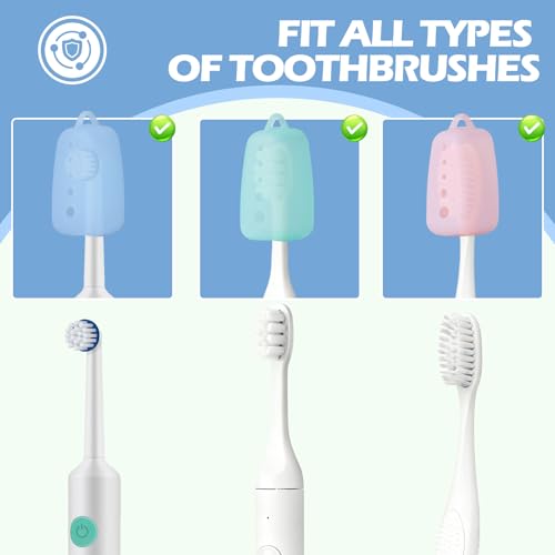 Lapfoon 8 Packs Toothbrush Covers, Silicone Toothbrush Covers Caps for for Electric Toothbrush Replacement Head & Manual Toothbrush, Toothbrush Travel Essentials - color: Azure
