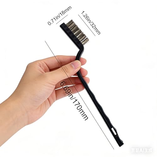 Mini Wire Brush, 8 Pcs Stainless Steel Brush Set, Scratch Brush for Cleaning Weld Slag and Rust, and Stickers, Small Wire Brushes for Cleaning Small Areas