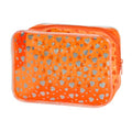 Waterproof Makeup Bag with Silver Stars, Pink Clear Cosmetic Pouch, 7x2.3x4.7 Inches, TSA Approved Travel Toiletry Organizer, 2 Pack (Orange+Heart) - color: Orange+Heart