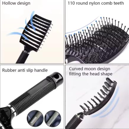 Hair Brush for Girls & Women, Scalp Massage Comb for Wet & Curly Hair, Professional Salon Hairdressing Styling Tool with Detangling