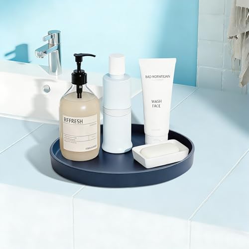 1 Pack 10" Bathroom and Vanity Tray, ABS Bathroom Counter Organizer, Coffee Table Decor for Perfume, Candles, Keys &More. Kitchen Countertop Organizer, Decorative Tray Soap Holder, Blue - color: Blue, size: 10"