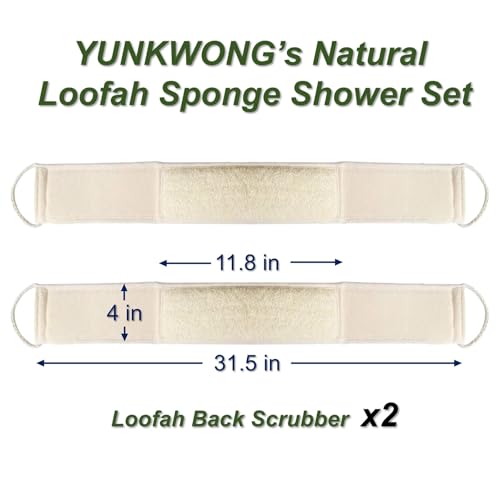 Natural Loofah Sponge, Exfoliating Body Scrubber for Men Women, Loofah with Handle, Exfoliating Back Scrubber for Shower Set, Deeply Clean & Invigorate Your Skin (2 pcs in Box) - style: 2 Count Natural Loofah in 1 Style