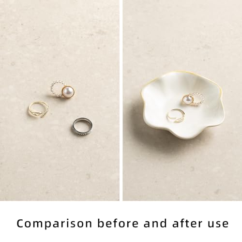Ceramic Lotus Leaf Trinket Dish, Ring Holder for Jewelry | Keeps earrings, necklaces, keys, and keepsakes handy on vanities or nightstands, a sweet gift for moms, sisters, and friends - color: white