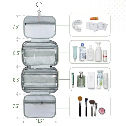Ms. Pen- Travel Toiletry Bag Organizers, Green | Makeup Travel Bag for Toiletries with Hanging Hook, Water-Resistant