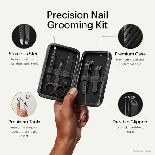 MANSCAPED® Shears 3.0, 5-Piece Precision Men’s Nail Grooming Travel Kit, Stainless Steel Manicure Set with Fingernail & Toenail Clippers, Nail File, Slant Tip Tweezers, Cuticle Scissors, Travel Case - size: The Shears 3.0