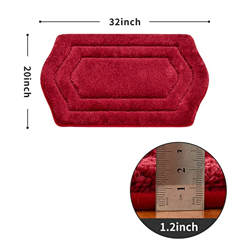 COSY HOMEER Extra Thick Bath Rugs for Bathroom - Anti-Slip Bath Linen Sets Mats Soft Plush 100% Strong Polyester Living Room Bedroom Water Absorbent(Red,20x32 - Inches) - color: Red, size: 1'8" x 2'8" (Oval)