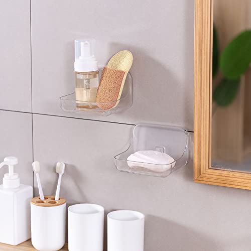 Ettori Soap Dish Holder, Wall Mounted Adhesive Soap Holder, No Drilling Shower Soap Sponge Holder for Bathroom Kitchen, Translucent Plastic - color: Clear Soap Holder