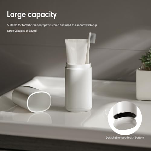BALUCA Travel Toothbrush Case, Portable Tooth Brush Holder and Toothpaste Cover Container with Mouthwash Cup, Compact Oral Clean Tools Organizer for Traveling/Camping/School/Home - Large Capacity - color: Grey, size: Large