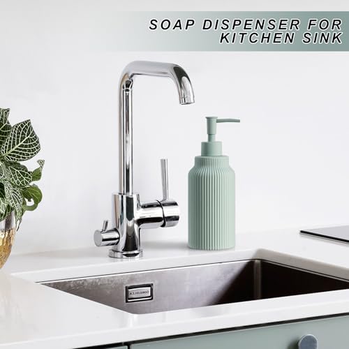 Modern Ceramic Soap Dispenser for Bathroom，14oz Ceramic Soft Touch Hand Lotion Dispenser with Pump，Liquid soap Dispenser for Kitchen (Green) - color: Green
