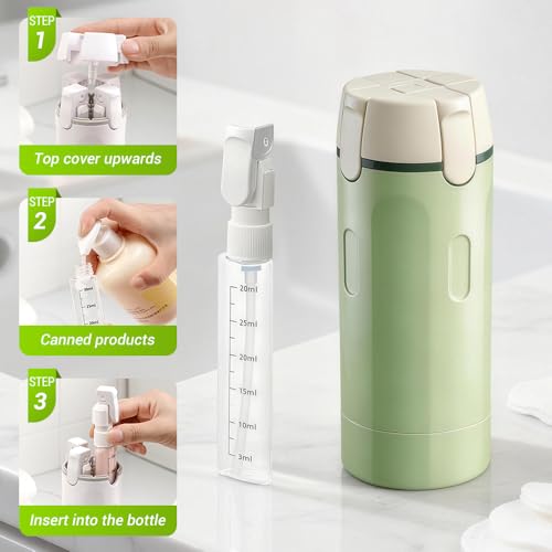 4-in-1 Travel Dispenser Bottle Refillable, 2026 New 4 Pack 30ML Travel Bottles for Toiletries, Leak Proof Travel Size Containers, Shampoo and Conditioner Bottles (Green+White) (Green) - color: Green