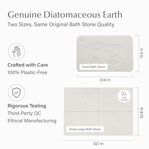 Dorai Home Stone Bath Mat for Bathroom | Quick-Drying Diatomaceous Earth Shower Mat, Non-Slip Natural Stone Modern Bathroom Rugs, Customizable Design | Sandstone, Large - 32.1" x 22.8" x 0.6" - color: Sandstone