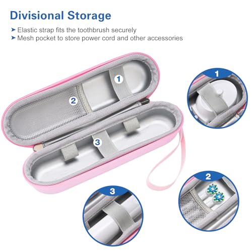 ProCase Travel Case for Oral-B/Oral-B Pro Smartseries/IO Serie Sonicare ProtectiveClean Electric Toothbrush, Hard EVA Case Cover Storage Bag Holder with Mesh Pocket for Accessories -Pink - color: Pink