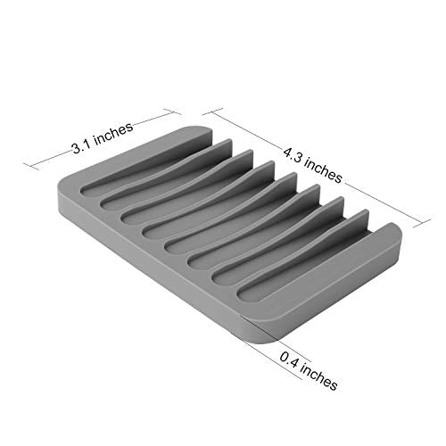 Anwenk 3-Pack Soap Holder for Shower Waterfall Drainer - Flexible Silicone for Shower/Bathroom/Kitchen/Counter Top, Keeps Soap Bars Dry & Clean - Easy to Clean - Grey - color: Grey