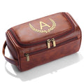 OXYEFEI Personalized Toiletry Bag for Men,Personalized Gifts for Men,Engraved Initial PU Leather Mens Toiletry Travel Shaving Travel Essentials Toiletries Bag for Him Birthday (A, Brown) - color: Brown, style: A