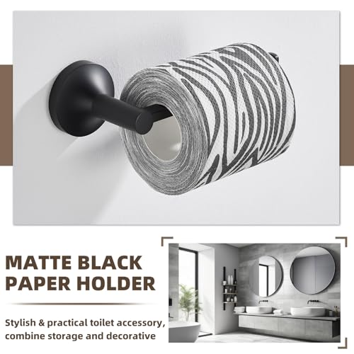 APLusee Matte Black Toilet Paper Holder, 304 Stainless Steel Tissue Holder, Wall Mounted