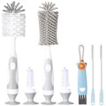 Ariseno 5-in-1 Baby Bottle Cleaner Set, Including Nylon & Silicone Bottle Brush, Cap, Straw & Nipple Brushes, BPA-Free (Grey) - color: Gray-nylon Silicone