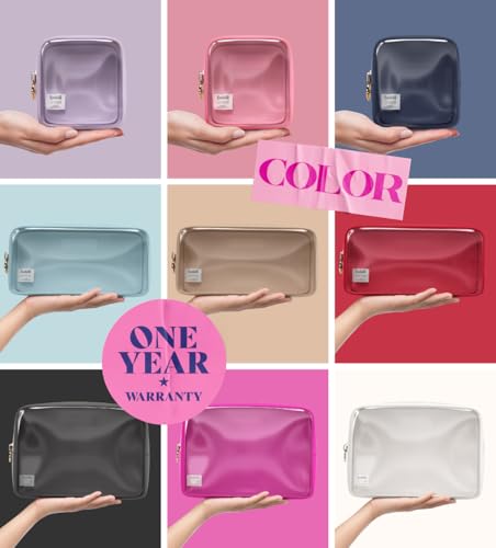 Clear Cosmetic Bags Set of 3, Mini Small Large Makeup Bags For Women Clear Pouch Cosmetics Cases Zipper Cute Pouches Make Up Travel Toiletry Essentials Preppy Purse Organizer Makeup Cases, Sand | Large, Medium & Small Clear Nylon/PVC Cosmetic Bags with Zi