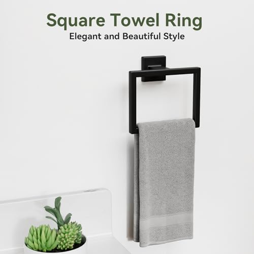 5-Pieces Matte Black Bathroom Hardware Set, 16 Inch Bathroom Towel Bar Set, SUS304 Stainless Steel Bathroom Hardware Accessories Set, Towel Racks for Bathroom Wall Mounted - size: 16 Inch (5 Pieces)