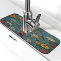 Flowers Kitchen sink faucet pad, strong water absorption, anti slip, easy to clean, very suitable for splash and drip prevention, suitable for kitchens and bathrooms - color: Flowers