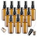 12 Pcs Amber Glass Pump Bottle Refillable Lotion Foundation Container Cosmetic Dispenser with Press Pump for Essence Lotion Travel - 50ml/1.7oz - size: 50 ml