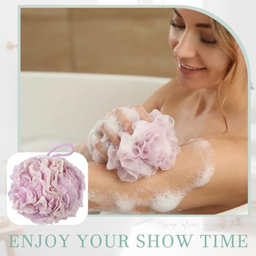 Sunnyray 4 Pack Loofah Bath Sponge Lace Mesh Set Large 60g Shower Poufs Body Scrubber Bath Loofah Ball Body Wash Sponge Exfoliating Scrubber Luffa Puff for Women Men Cleanse Skin Accessories (Classic) - color: Classic
