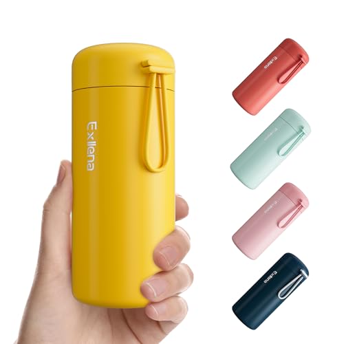 Exllena Small Water Bottle 10oz, Small Insulated Water Bottle for Hot&Cold Drinks, Water Bottle Purse with Carry Handle - 100% Leakproof Perfect for School, Travel...(Yellow) - color: Yellow, size: 10.1 Ounces