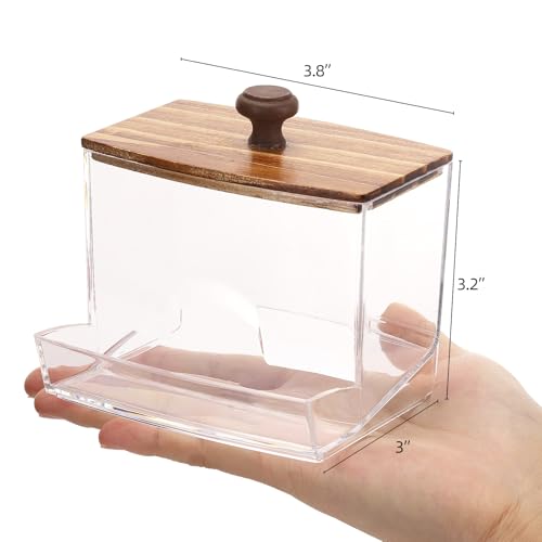 Tbestmax 10oz Qtip Holder Dispenser Big Clear Bathroom Container for Cotton Ball, Cotton Swabs, Floss - Bathroom Organizer Accessories for Storage - color: 1Pc-Black-2