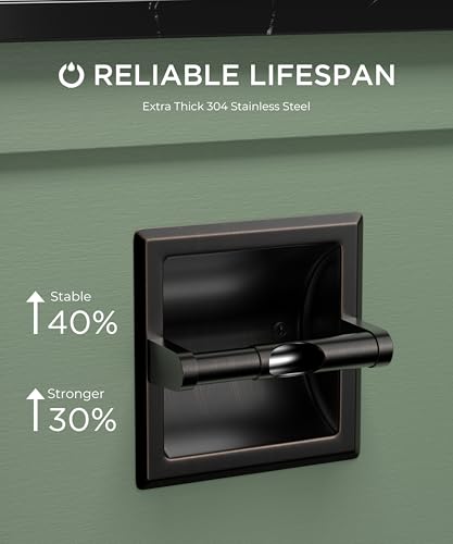 FORIOUS Recessed Toilet Paper Holder, Stainless Steel Durable Tissue Roll Holder Wall Mount for Bathroom Space Saving Design with Mounting Bracket, in Wall Toilet Paper Dispenser, Oil Rubbed Bronze - color: Oil Rubbed Bronze