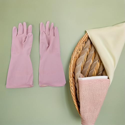 SHERCHPRY Reusable Latex Dishwashing Cleaning Gloves 4 Pairs Waterproof Non-slip Kitchen Gloves for Household Cleaning, Laundry, Bathroom Use – Medium Size, Set
