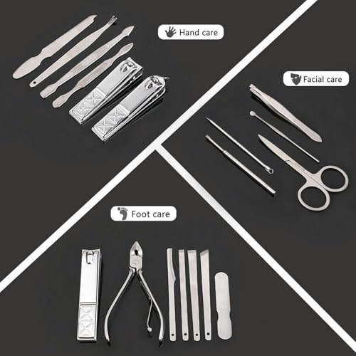 Nail Clippers Set Women Personal Care Tools Accessories Professional Manicure Pedicure Kit with Travel Case Nail Grooming Kit Gifts for Men Women Father Mother - color: Pink-18pcs