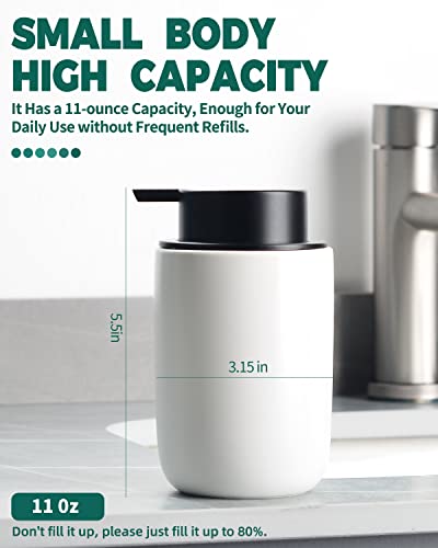 BosilunLife Foaming Soap Dispenser - Ceramic White Soap Dispenser Bathroom Small Foam Hand Dispenser Refillable Kitchen Dish Soap Bottle Hand Wash Dispenser - color: White-foam Pump